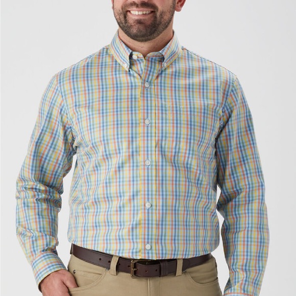 Duluth Trading Wrinklefighter Relaxed Fit Button Down Shirt Gingham - Picture 10 of 10